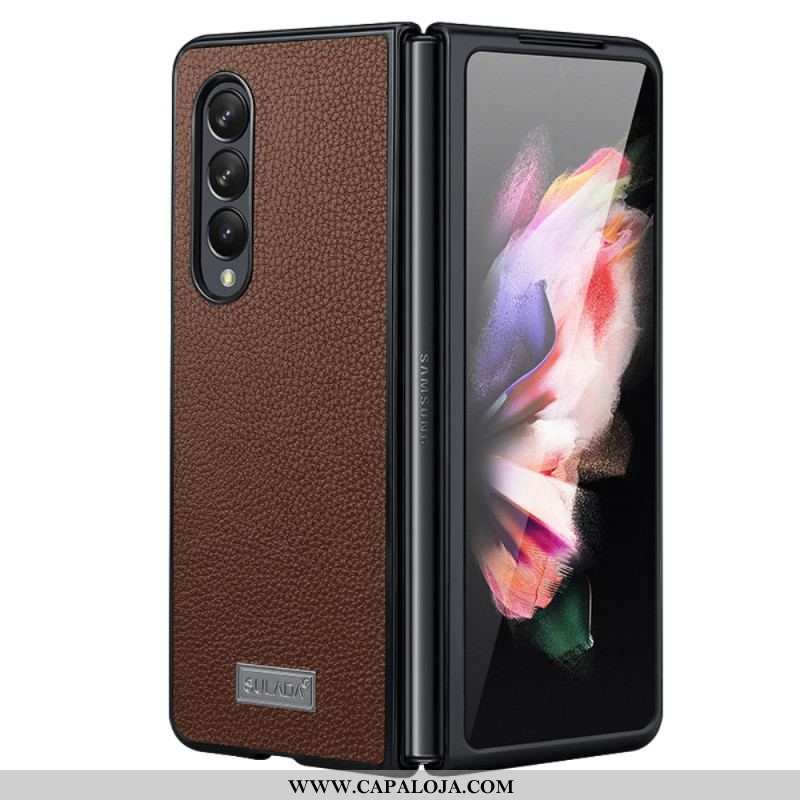 Capa Para Samsung Galaxy Z Fold 4 Sulada Litchi Couro Sintético