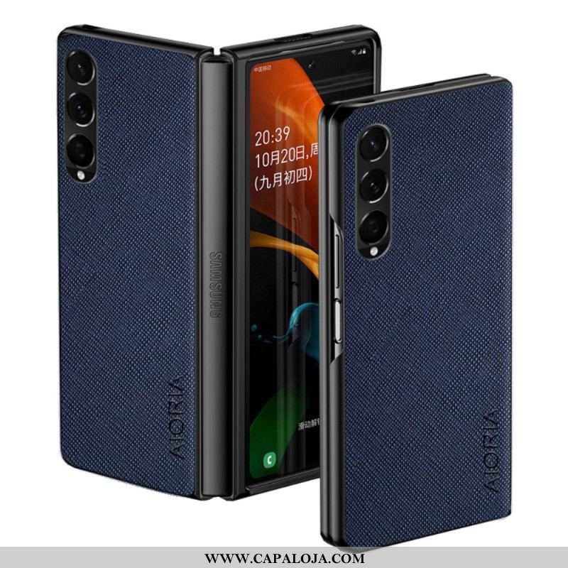 Capa Para Samsung Galaxy Z Fold 4 Textura Tecida De Couro Sintético Aioria