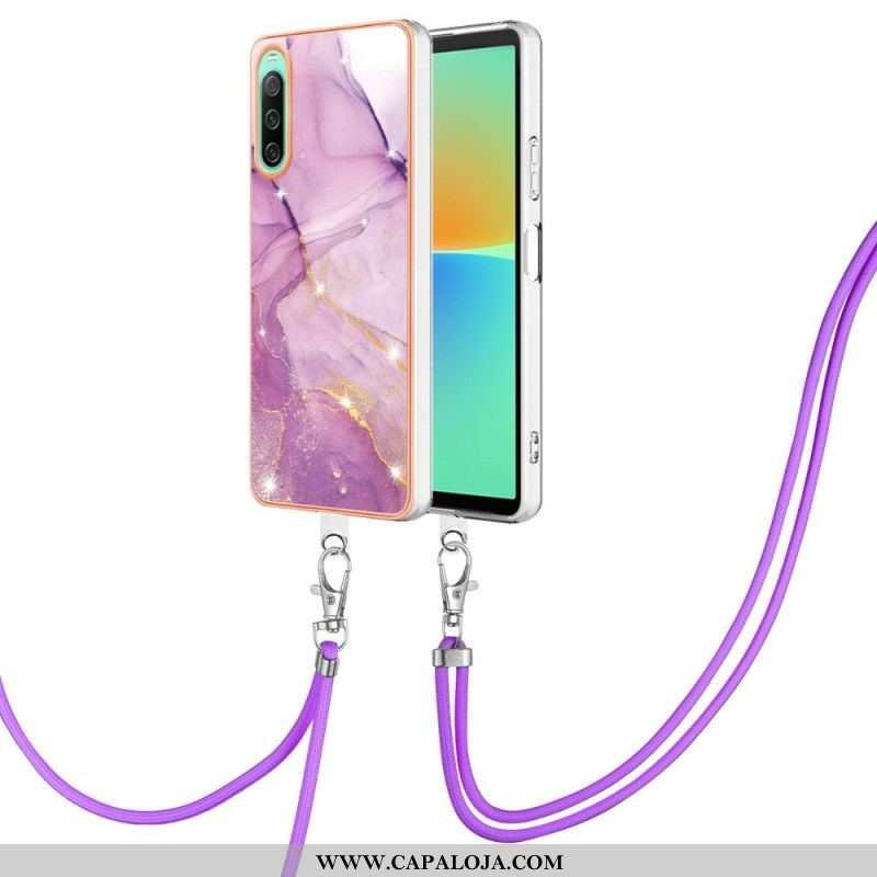 Capa Para Sony Xperia 10 IV De celular Com Cordão De Mármore