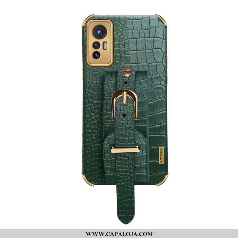 Capa Para Xiaomi 12 / 12X Estilo Crocodilo Com Alça De Suporte