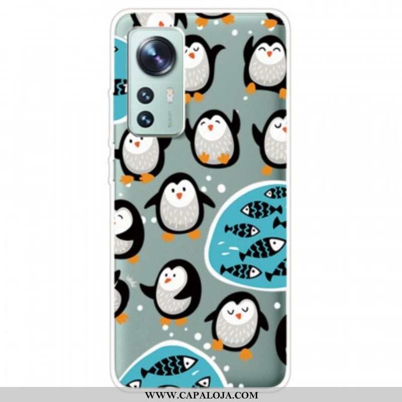 Capa Para Xiaomi 12 / 12X Pinguins E Peixes