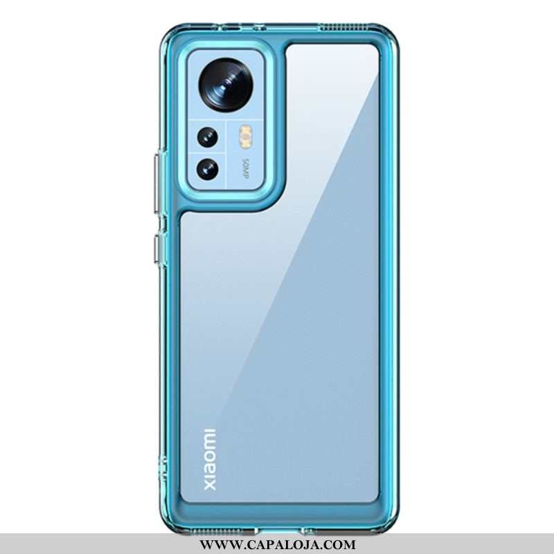 Capa Para Xiaomi 12 / 12X Transparente Com Contornos Coloridos