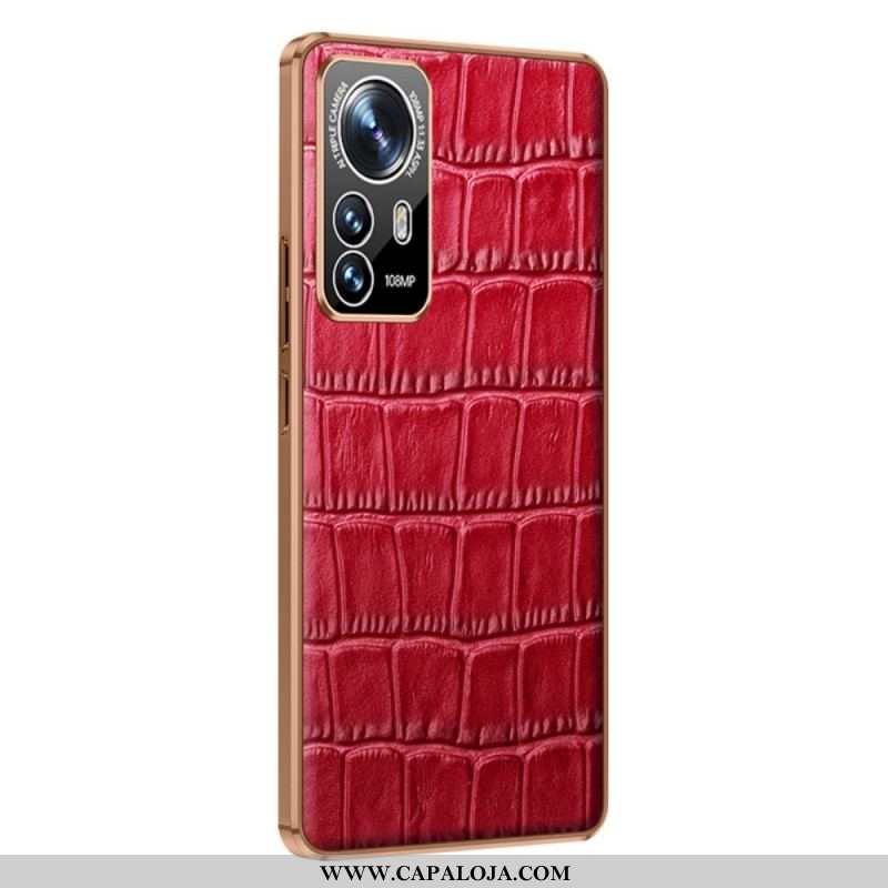 Capa Para Xiaomi 12 Pro Couro Estilo Crocodilo