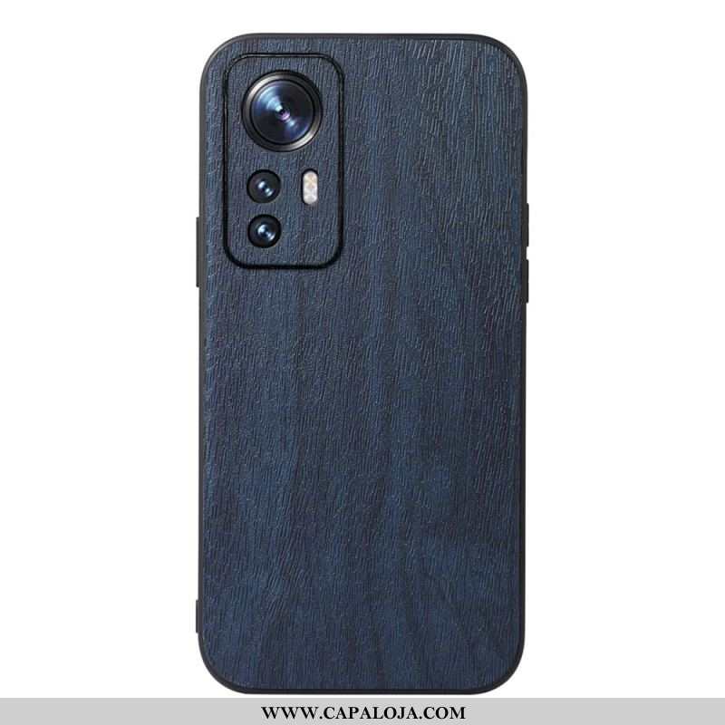 Capa Para Xiaomi 12 Pro Estilo Couro Efeito Madeira