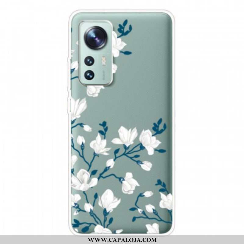 Capa Para Xiaomi 12 Pro Flores Brancas De Silicone