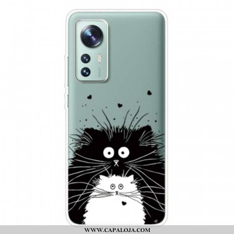 Capa Para Xiaomi 12 Pro Gatos Preto E Branco De Silicone