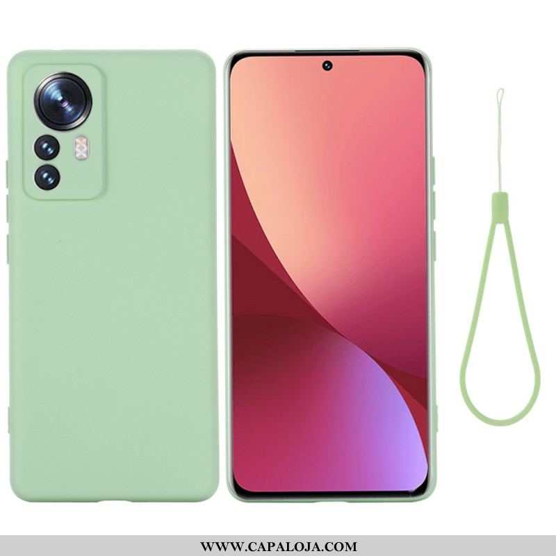 Capa Para Xiaomi 12 Pro Silicone Líquido Com Cordão