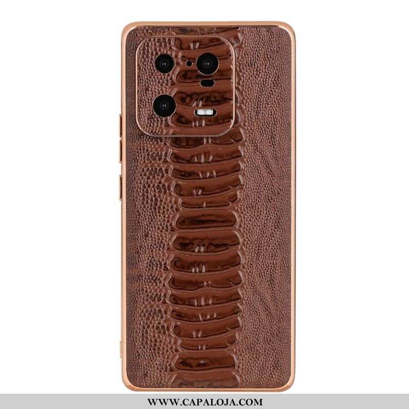 Capa Para Xiaomi 13 Pro Couro Genuíno Estilo Crocodilo