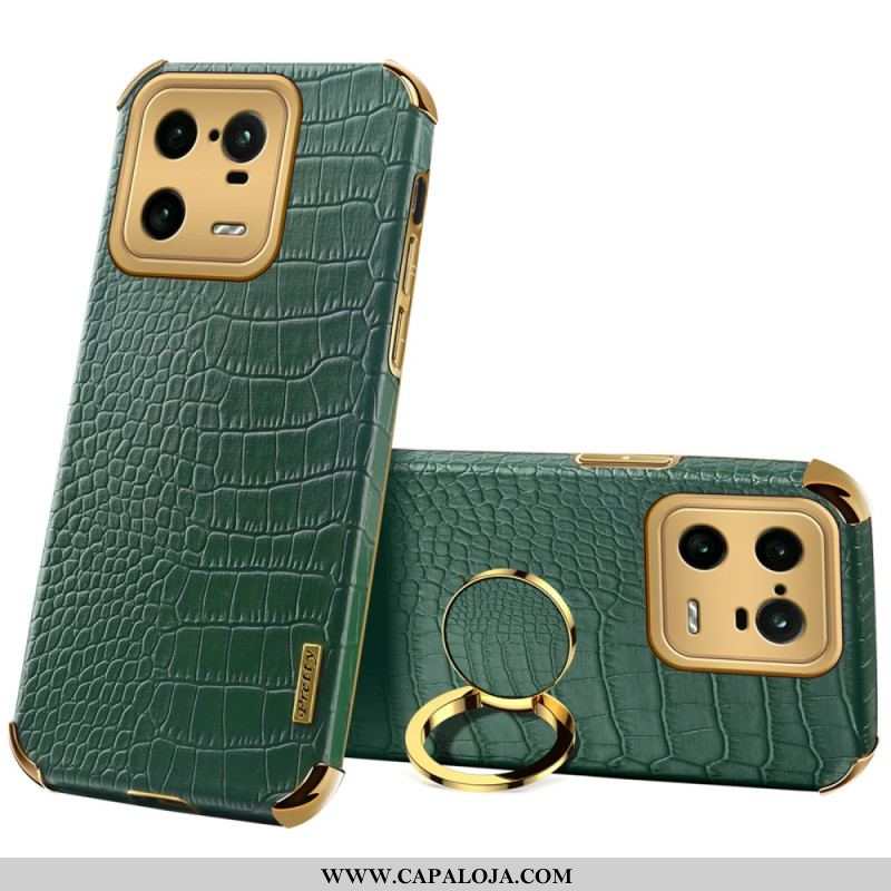 Capa Para Xiaomi 13 Pro Efeito Crocodilo Com Anel