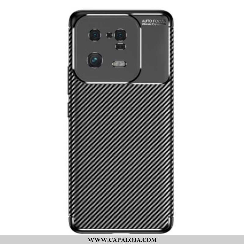 Capa Para Xiaomi 13 Pro Textura Flexível De Fibra De Carbono