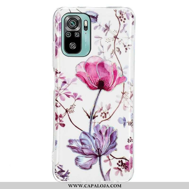 Capa Para Xiaomi Redmi Note 10 / 10S Flores Em Mármore