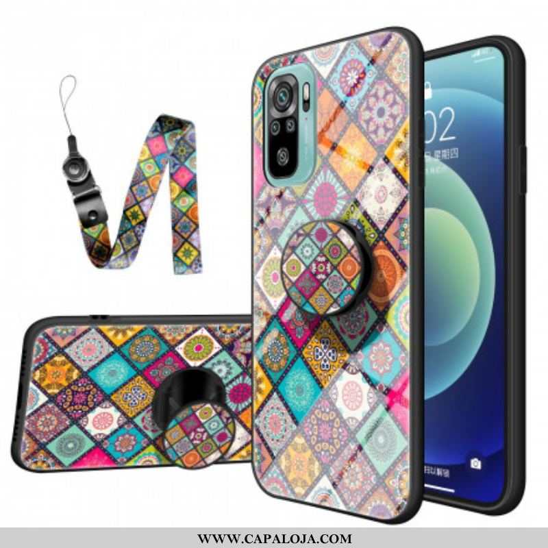 Capa Para Xiaomi Redmi Note 10 / 10S Suporte Magnético Patchwork