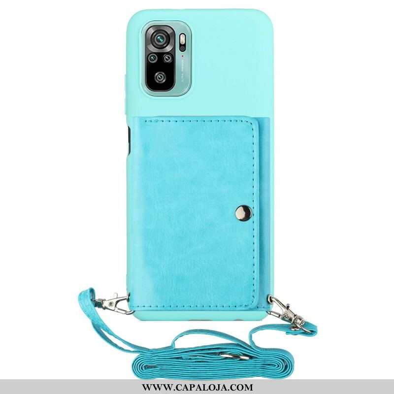 Capa Para Xiaomi Redmi Note 10 / 10S Titular De Cartão Com Alça De Ombro