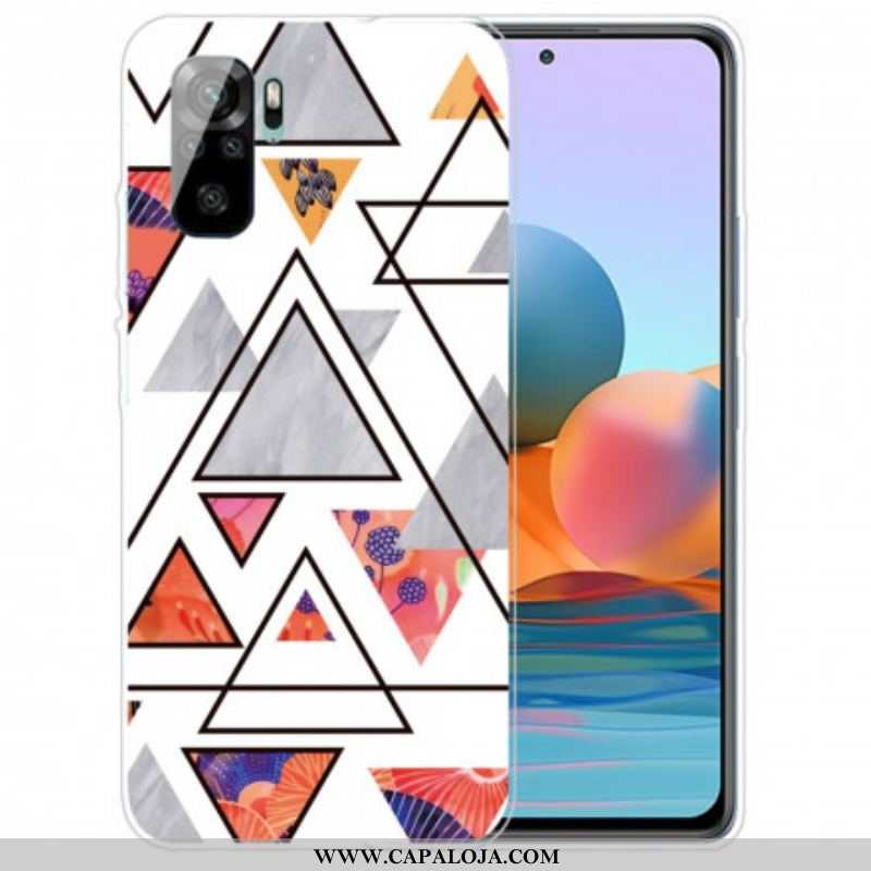 Capa Para Xiaomi Redmi Note 10 / 10S Triângulos De Mármore