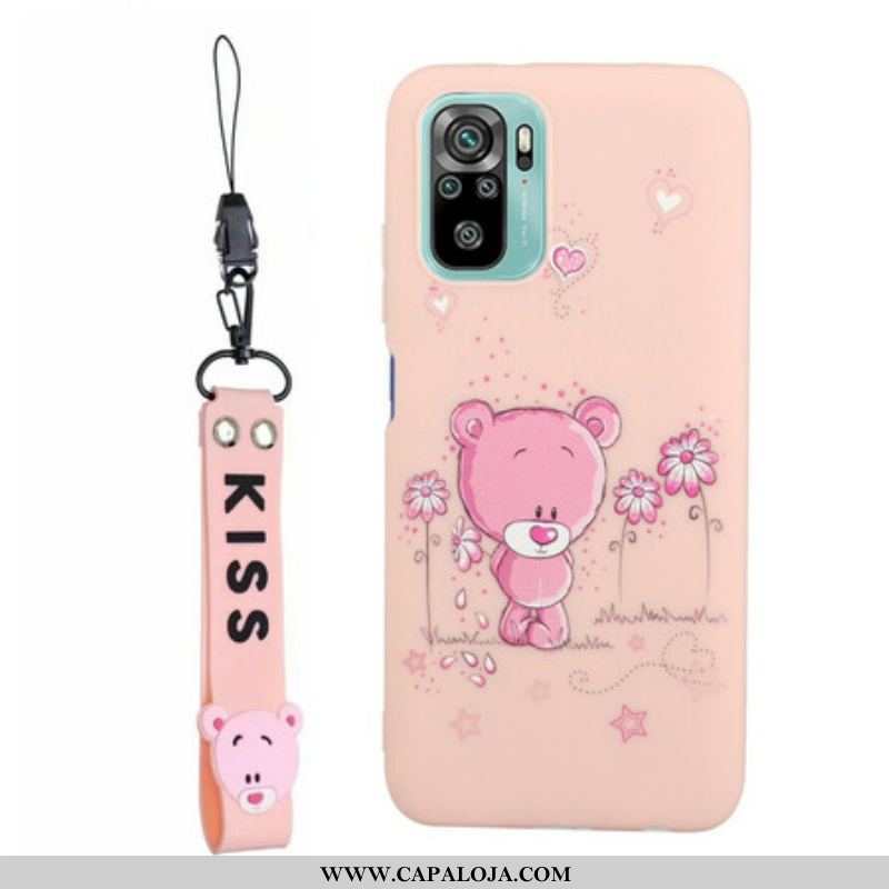 Capa Para Xiaomi Redmi Note 10 / 10S Urso Com Cordão