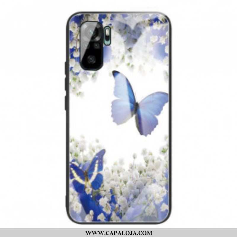 Capa Para Xiaomi Redmi Note 10 / 10S Vidro Temperado Com Design De Borboletas