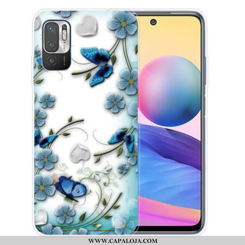 Capa Para Xiaomi Redmi Note 10 5G Borboletas E Flores Retrô