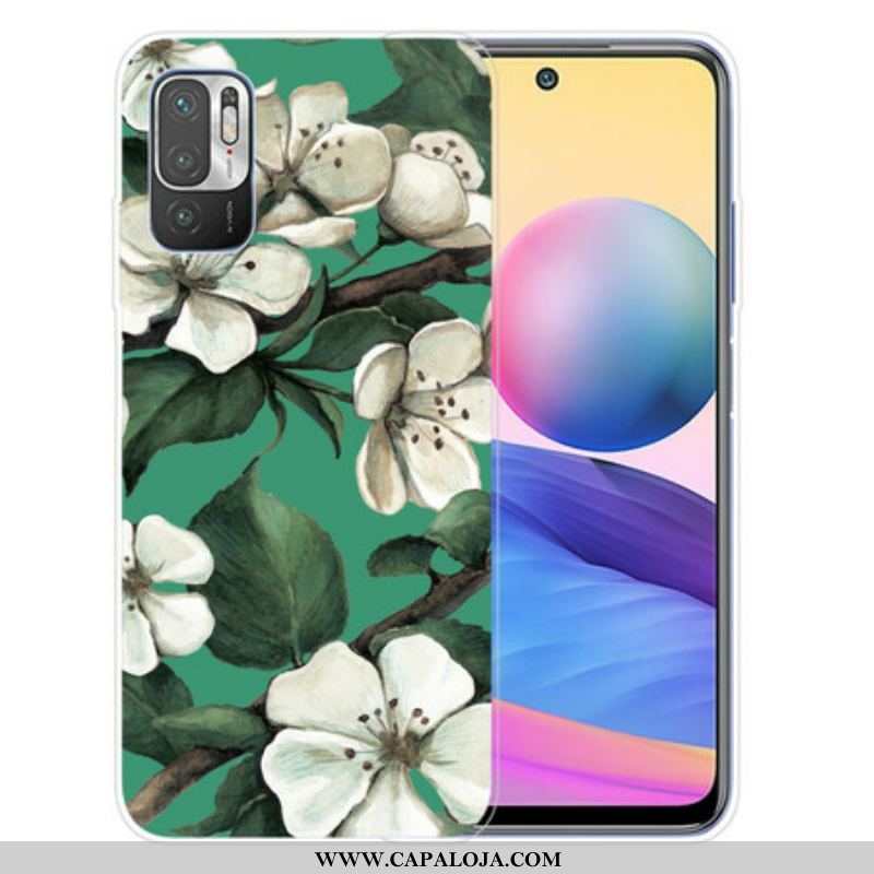 Capa Para Xiaomi Redmi Note 10 5G Flores Brancas Pintadas