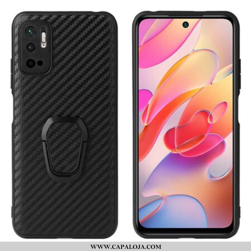 Capa Para Xiaomi Redmi Note 10 5G Suporte De Anel De Fibra De Carbono