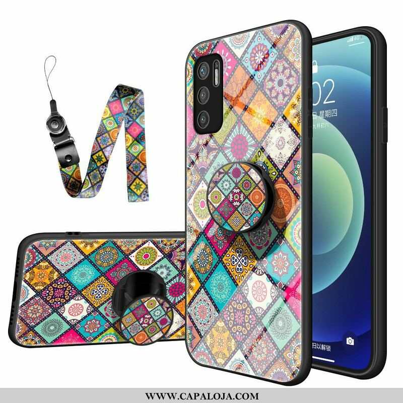 Capa Para Xiaomi Redmi Note 10 5G Suporte Magnético Patchwork