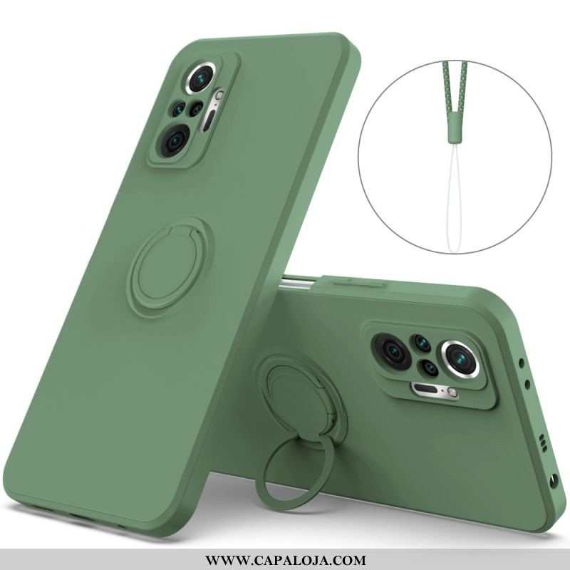 Capa Para Xiaomi Redmi Note 10 Pro Anel De Silicone Líquido E Cordão