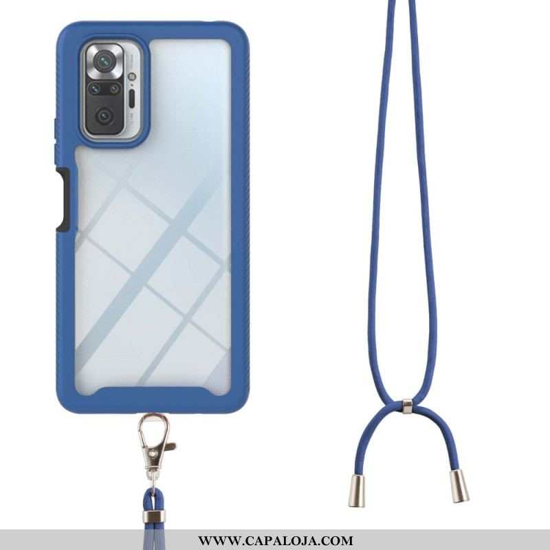 Capa Para Xiaomi Redmi Note 10 Pro Híbrido Com Cordão E Contorno Colorido