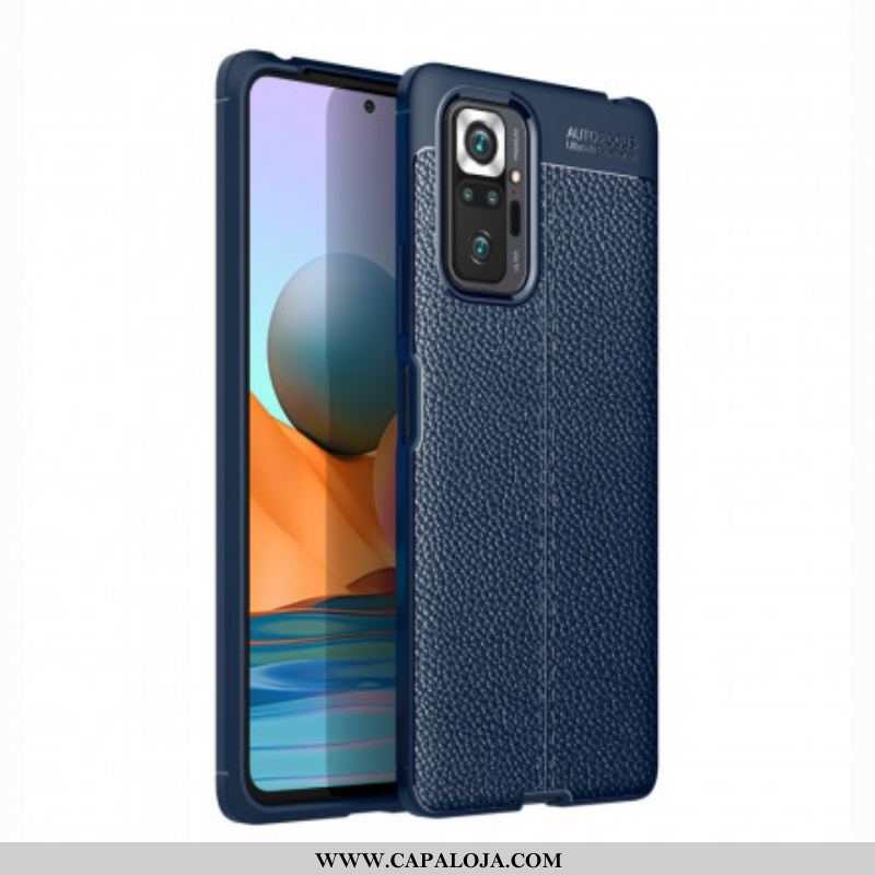 Capa Para Xiaomi Redmi Note 10 Pro Linha Dupla Efeito Couro Litchi