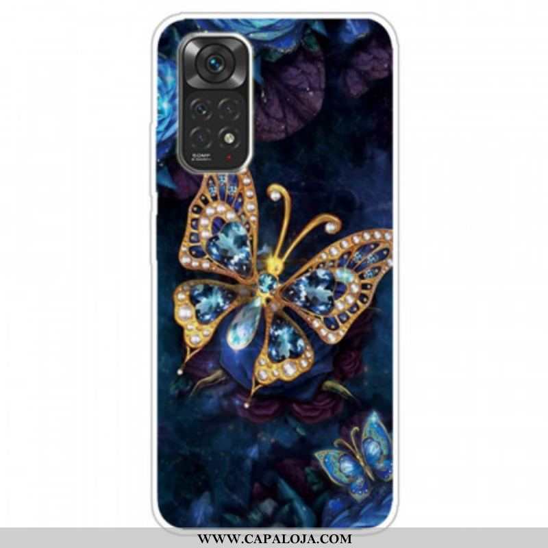 Capa Para Xiaomi Redmi Note 11 / 11S Borboleta Dourada