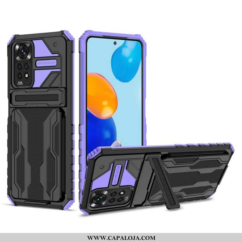 Capa Para Xiaomi Redmi Note 11 / 11S Porta-cartões Com Zíper E Suporte