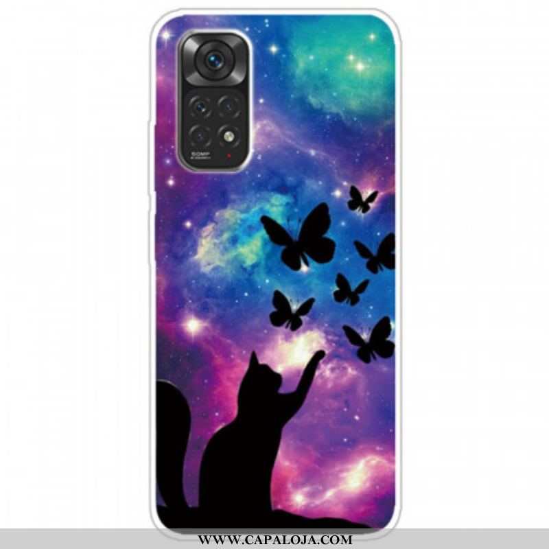 Capa Para Xiaomi Redmi Note 11 Pro / 11 Pro 5G Gato E Borboletas No Espaço