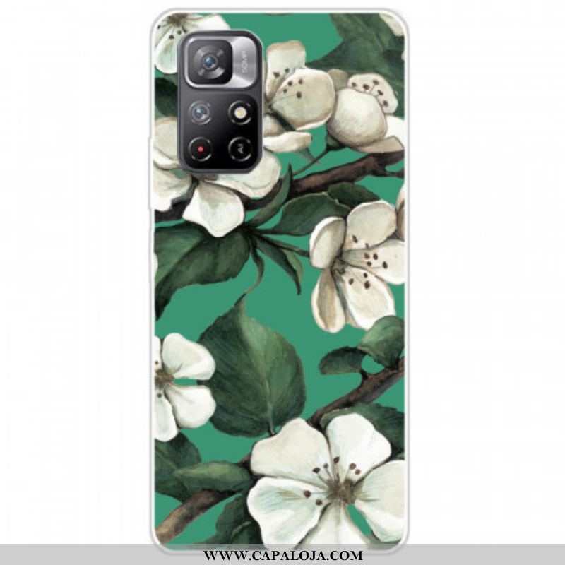 Capa Para Xiaomi Redmi Note 11 Pro Plus 5G Flores Brancas De Silicone