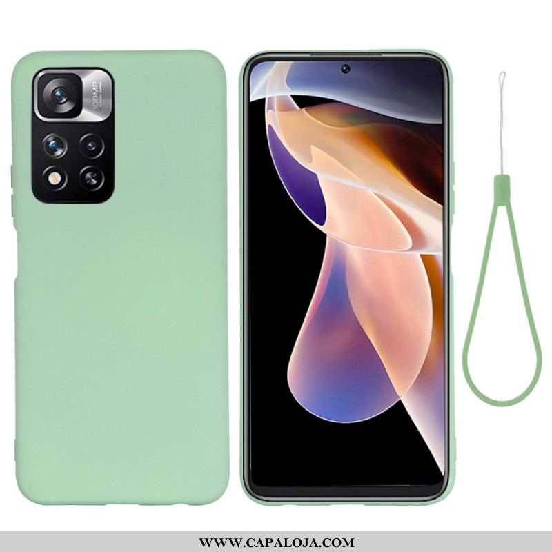 Capa Para Xiaomi Redmi Note 11 Pro Plus 5G Silicone Líquido Com Cordão