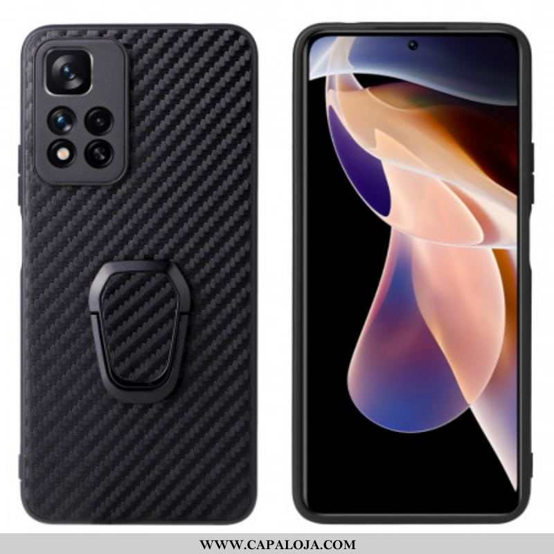 Capa Para Xiaomi Redmi Note 11 Pro Plus 5G Suporte De Anel De Fibra De Carbono