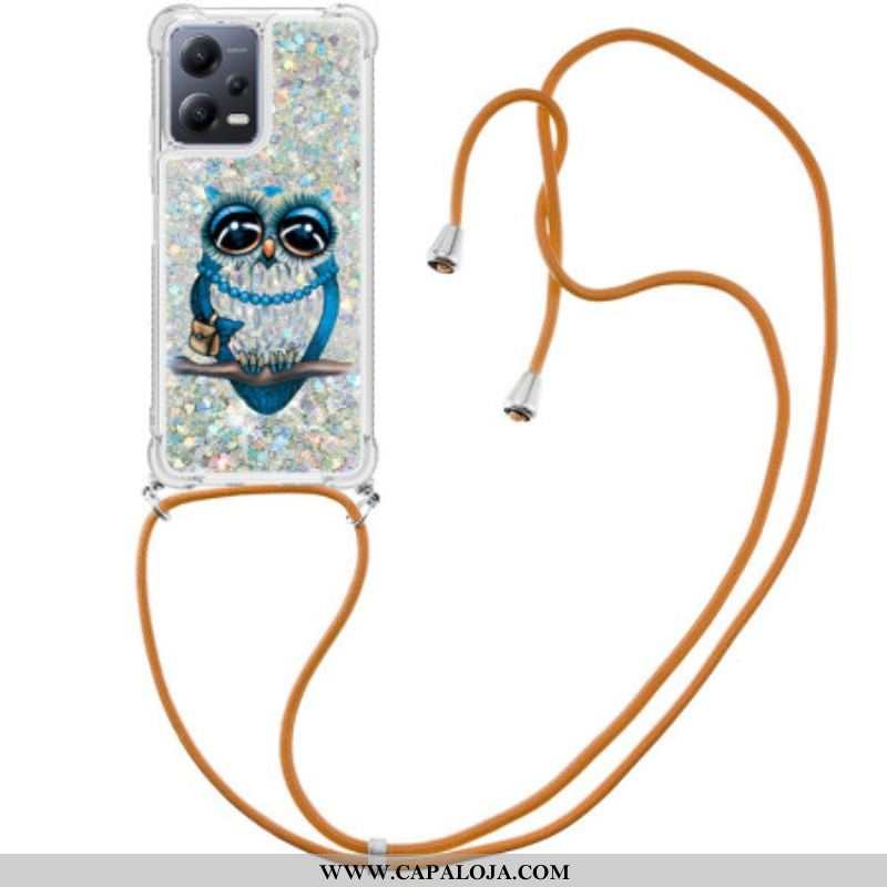 Capa Para Xiaomi Redmi Note 12 5G De celular Cordão De Lantejoulas Miss Owl