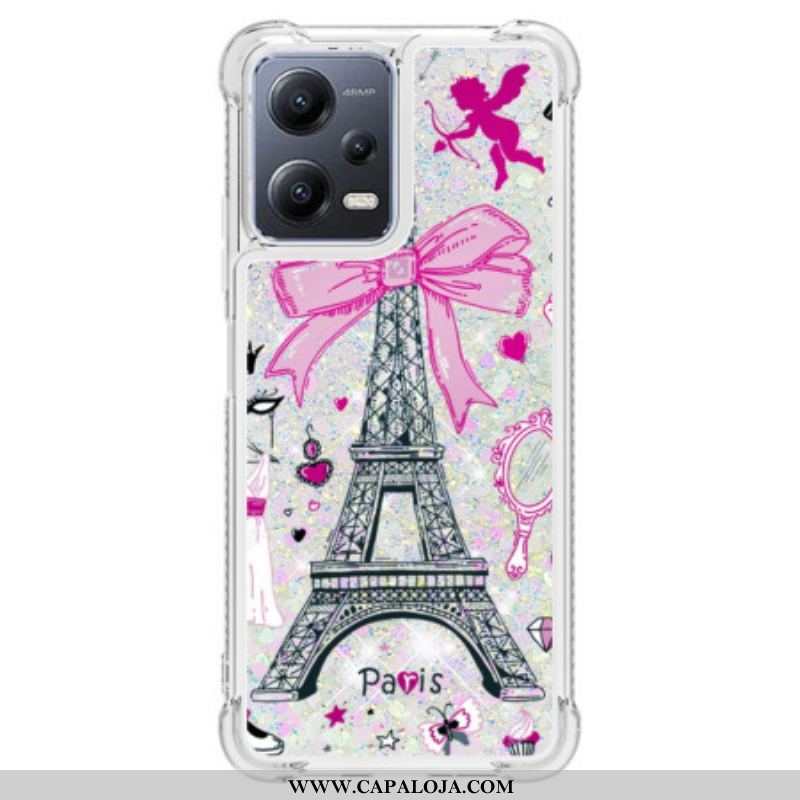 Capa Para Xiaomi Redmi Note 12 5G Lantejoulas Torre Eiffel