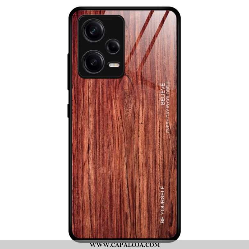 Capa Para Xiaomi Redmi Note 12 Pro Vidro Temperado Com Design De Madeira