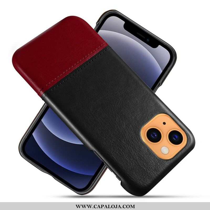 Capa Para iPhone 13 Mini Efeito De Couro De Dois Tons Ksq