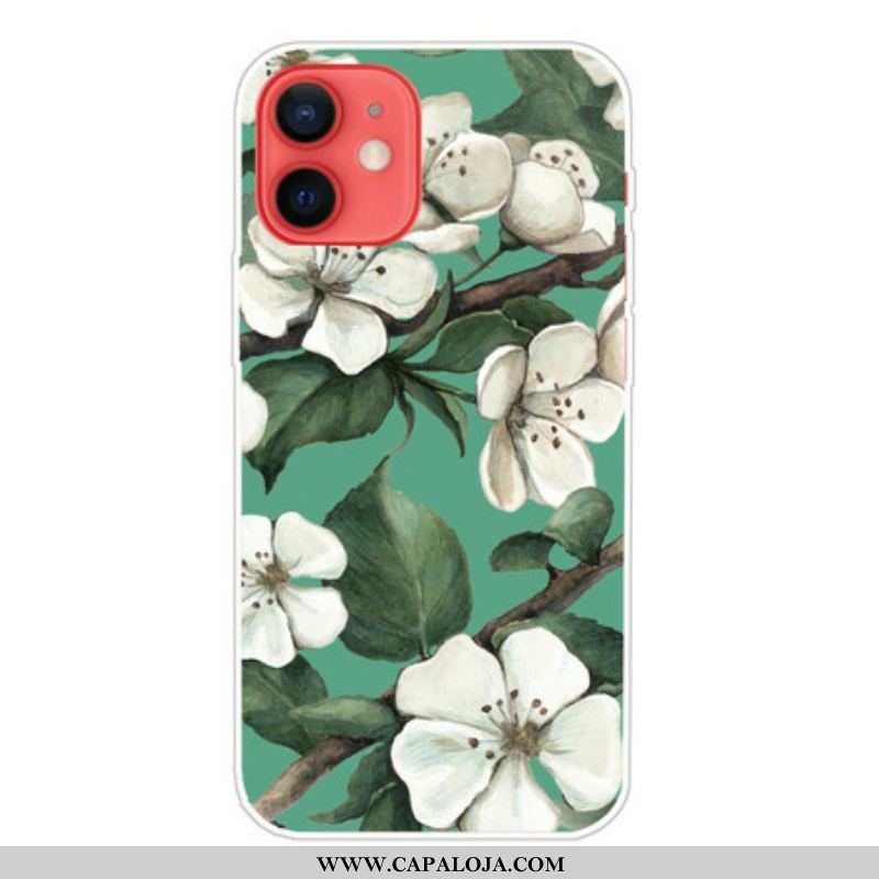 Capa Para iPhone 13 Mini Flores Brancas Pintadas