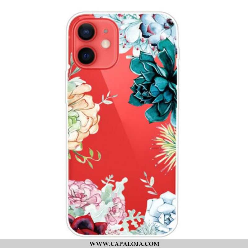 Capa Para iPhone 13 Mini Flores Em Aquarela