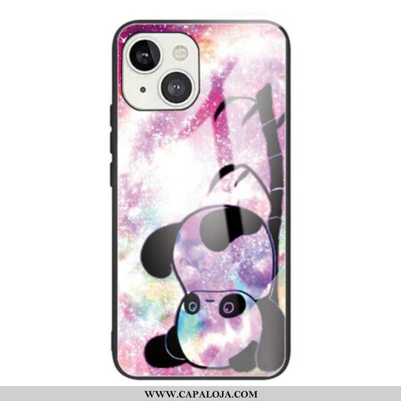 Capa Para iPhone 13 Mini Panda E Vidro Temperado De Bambu