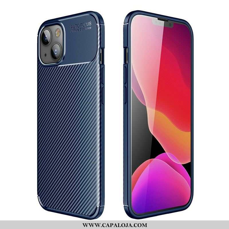 Capa Para iPhone 13 Mini Textura Flexível De Fibra De Carbono