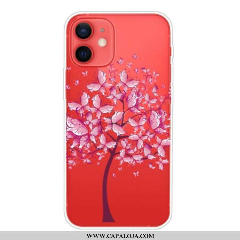 Capa Para iPhone 13 Mini Árvore Cor-de-rosa