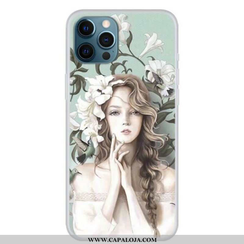 Capa Para iPhone 13 Pro A Mulher Flor