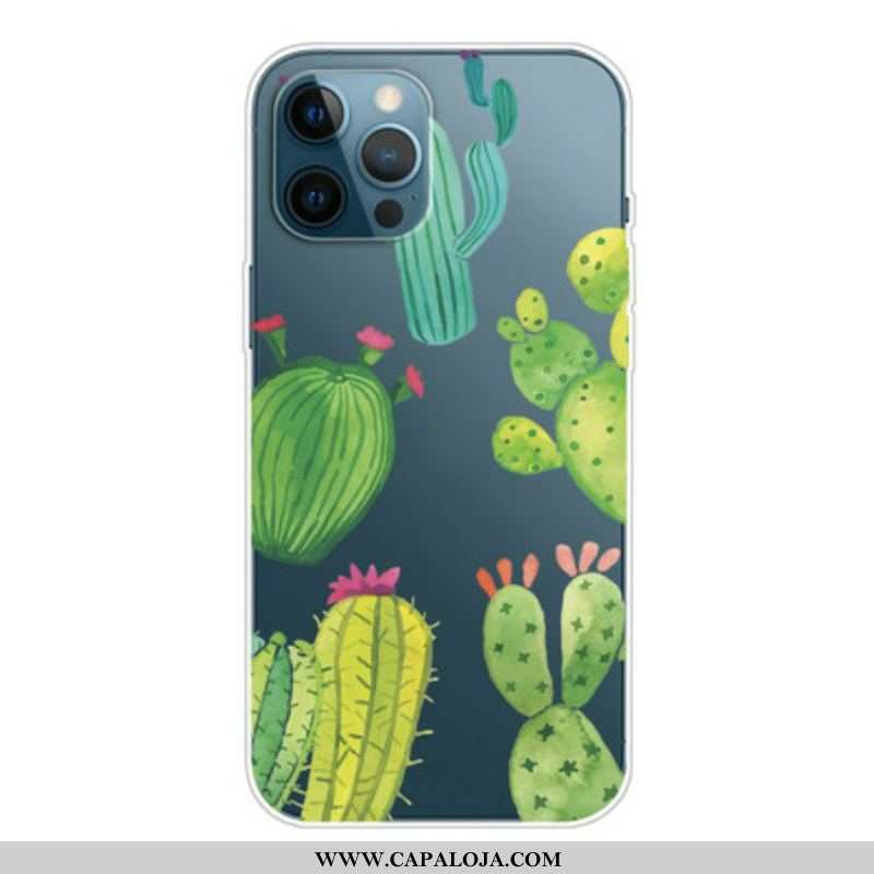 Capa Para iPhone 13 Pro Cactos Aquarela