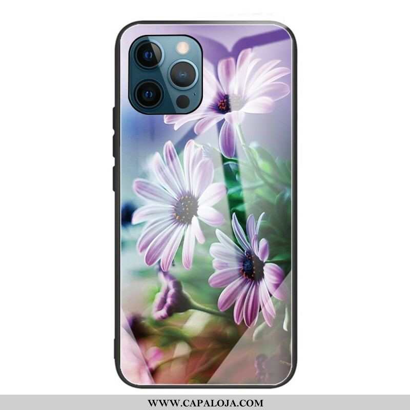 Capa Para iPhone 13 Pro Flores Realistas De Vidro Temperado