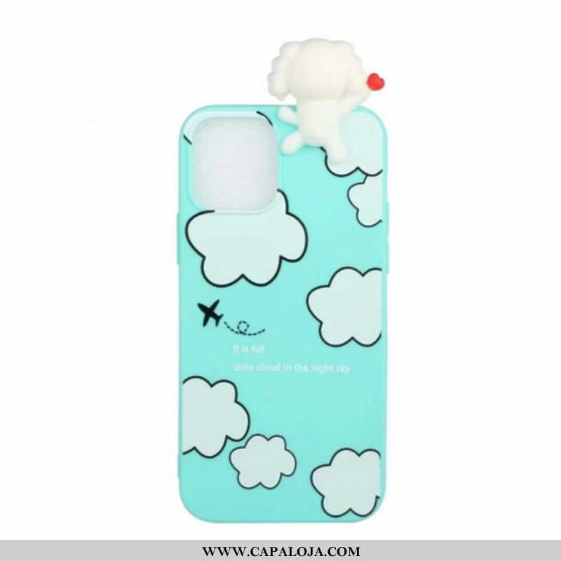 Capa Para iPhone 13 Pro Max Cachorro Nas Nuvens 3d