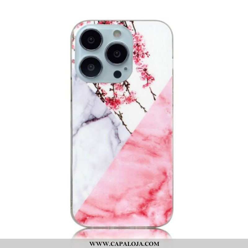 Capa Para iPhone 13 Pro Max Flor De Ameixa Marmorizada