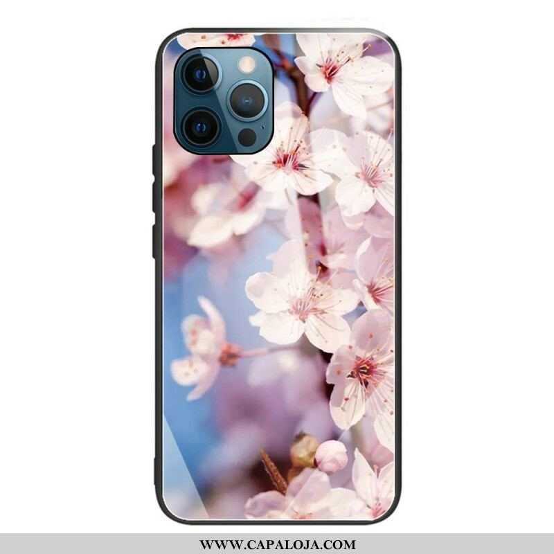 Capa Para iPhone 13 Pro Max Flores Realistas De Vidro Temperado