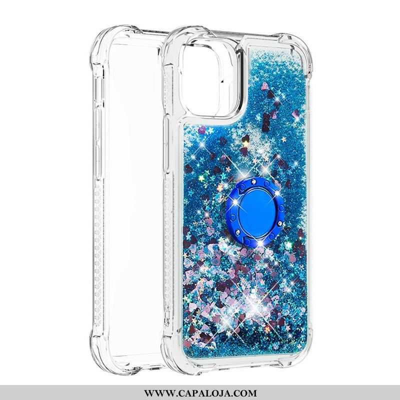 Capa Para iPhone 13 Pro Max Lantejoulas Com Suporte De Anel