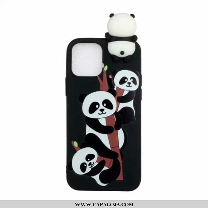 Capa Para iPhone 13 Pro Max Pandas 3d Em Bambu